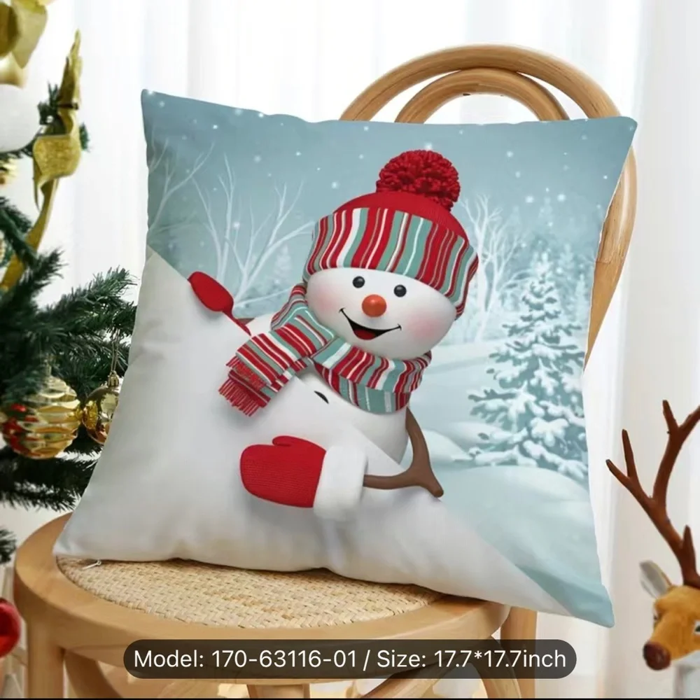 1pc Merry Christmas, Happy New Year Home Decor Cushion Cover Throw Pillowcase B8